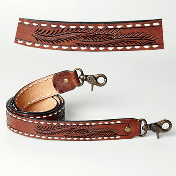 American Darling ADSTF125WHBU Hand Tooled Genuine Leather Crossbody Handle Strap For Bags